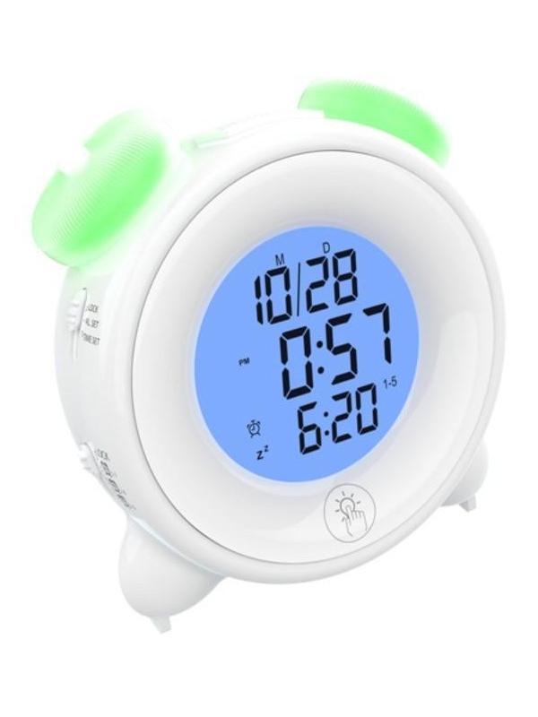 Часы-будильник RITMIX CAT-057, календарь, подсветка, 3хААА, белые