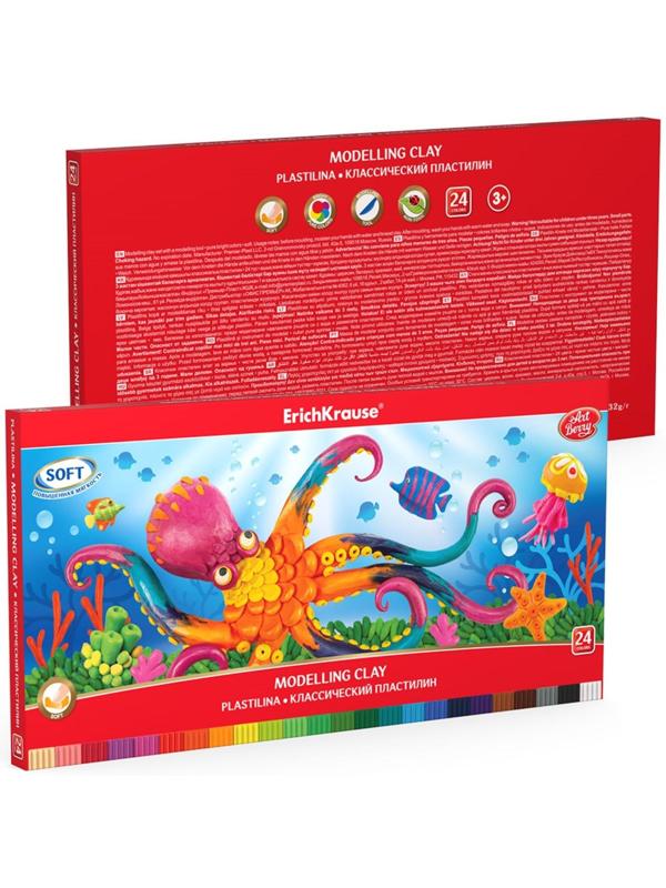Пластилин 24 цвета, 432г, ErichKrause ArtBerry, со стеком, в картонной упаковке
