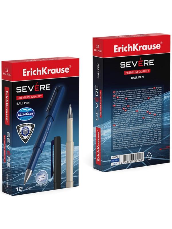 Ручка шариковая ErichKrause Severe, Ultra Glide Technology, узел 0,7 мм, чернила синие, корпус трехграный Soft-touch, супермягкое письмо