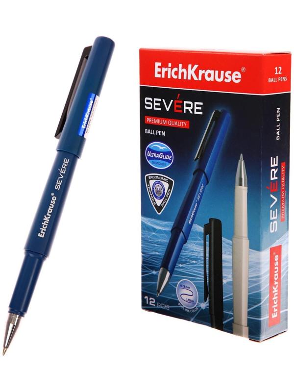 Ручка шариковая ErichKrause Severe, Ultra Glide Technology, узел 0,7 мм, чернила синие, корпус трехграный Soft-touch, супермягкое письмо