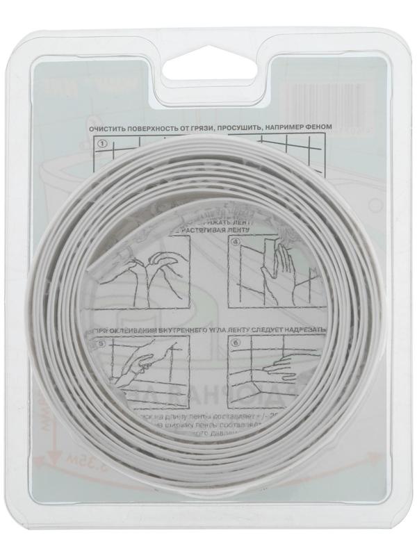 Бордюрная лента WHITE LINE, для ванной, 38 мм  x 3.35 м, белая
