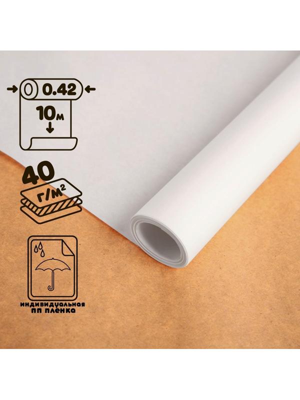 Калька чертёжная под тушь, ширина 420 мм, в рулоне 10 метров, 40 г/м², самоклеящаяся этикетка, (ПП пленка)