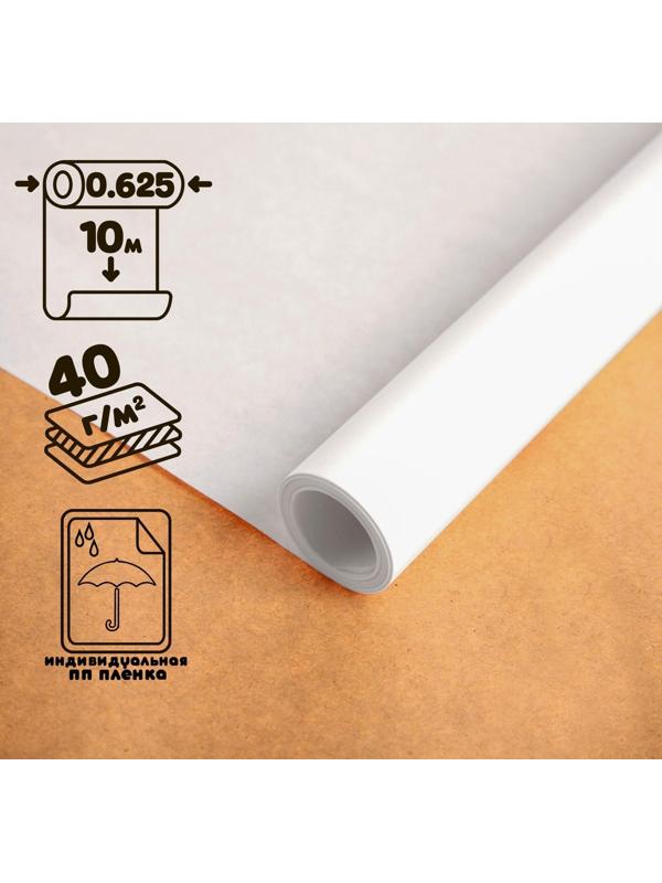 Калька чертёжная под тушь, ширина 625 мм, в рулоне 10 метров, 40 г/м², самоклеящаяся этикетка, (ПП пленка)
