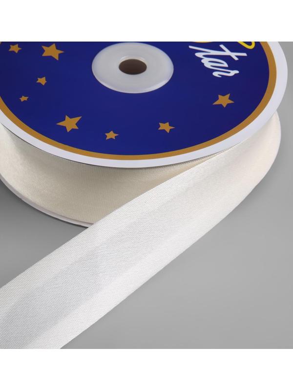 Косая бейка, 30 мм × 27 м, цвет молочный F102