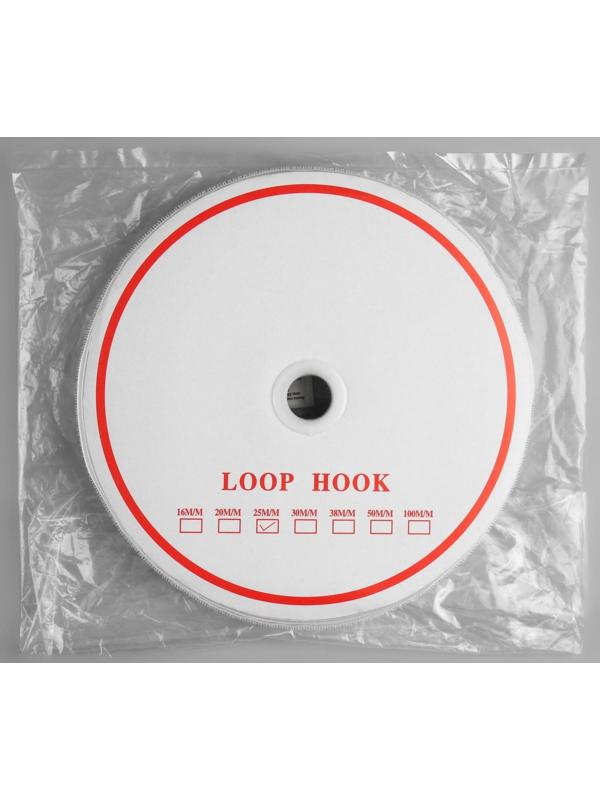 Липучка «Крючок», 25 мм × 25 м, цвет белый