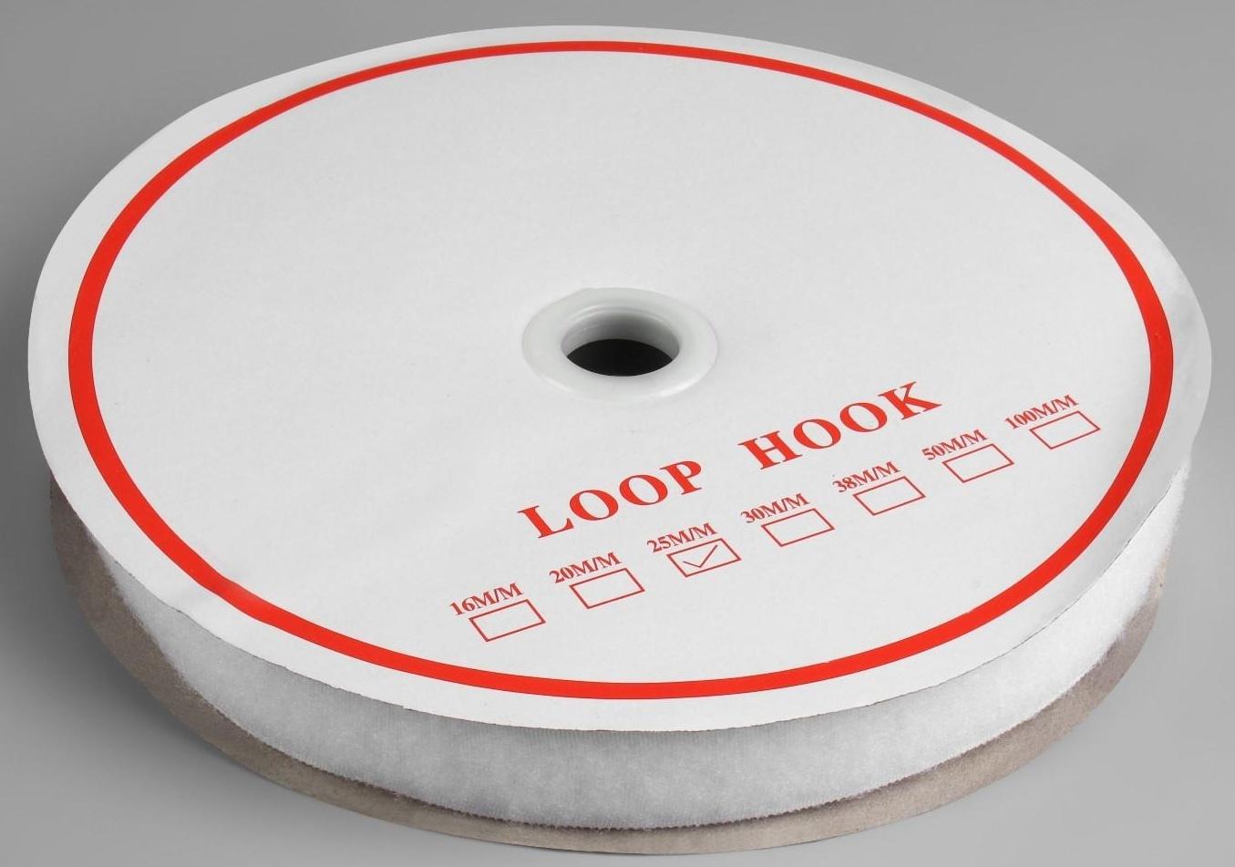 Липучка «Петля», 25 мм × 25 м, цвет белый