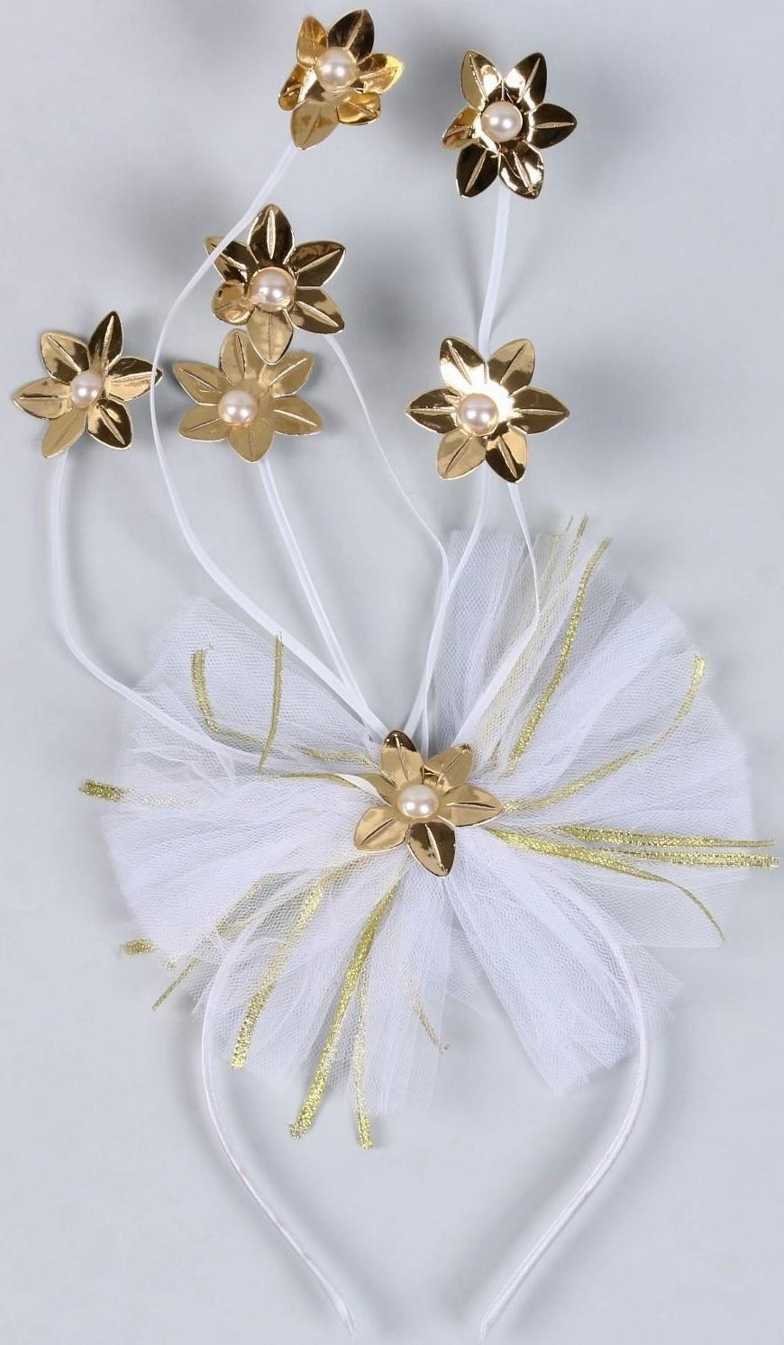 Карнавальный ободок «Цветочки», цвет золото