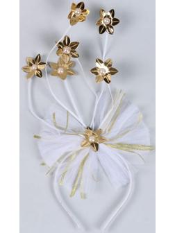 Карнавальный ободок «Цветочки», цвет золото