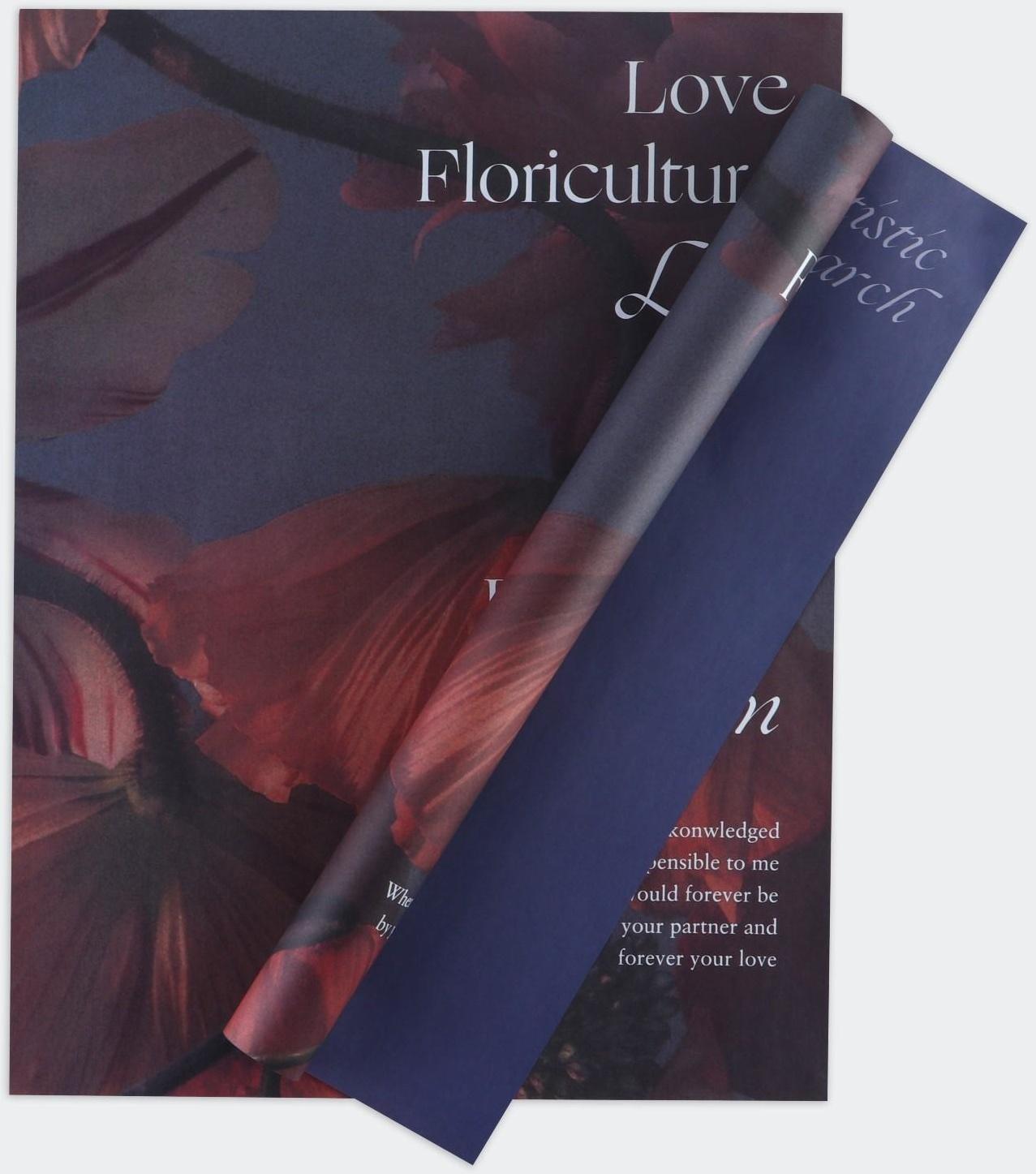 Бумага влагостойкая двухсторонняя, «Цветы»,  38 × 50 см