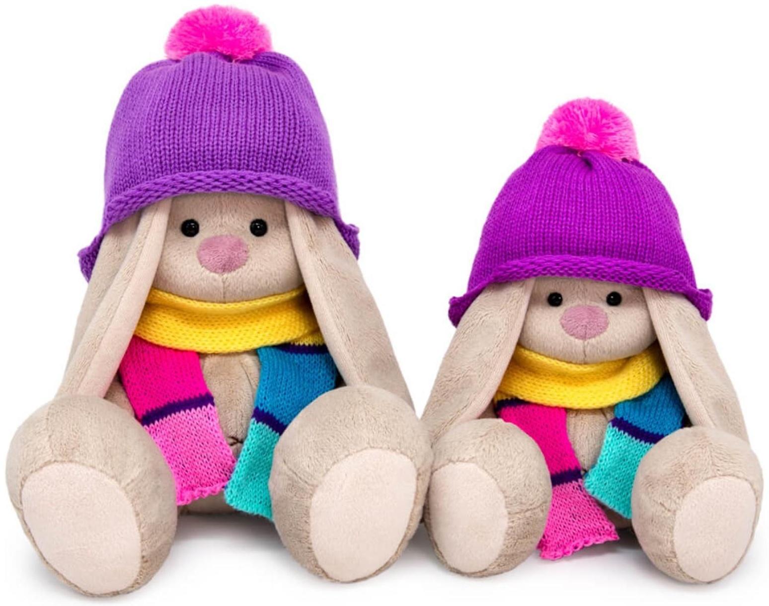 Мягкая игрушка «Зайка Ми в шапке и полосатом шарфе», 23 см