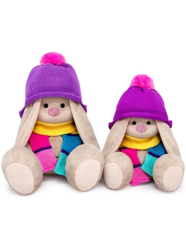 Мягкая игрушка «Зайка Ми в шапке и полосатом шарфе», 23 см