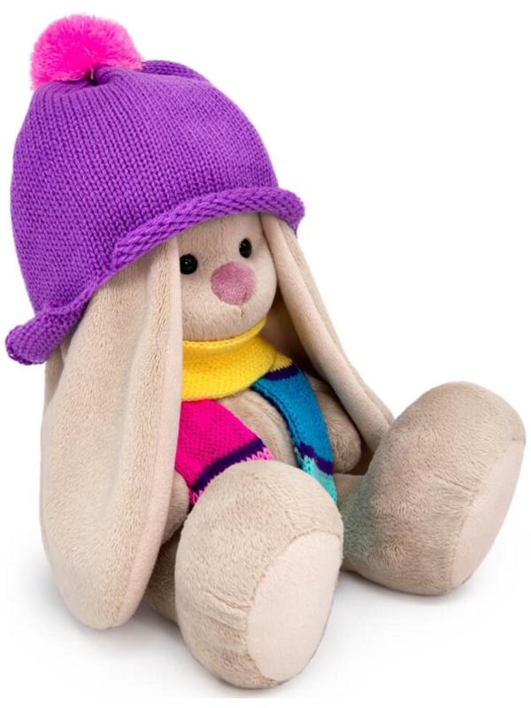 Мягкая игрушка «Зайка Ми в шапке и полосатом шарфе», 23 см