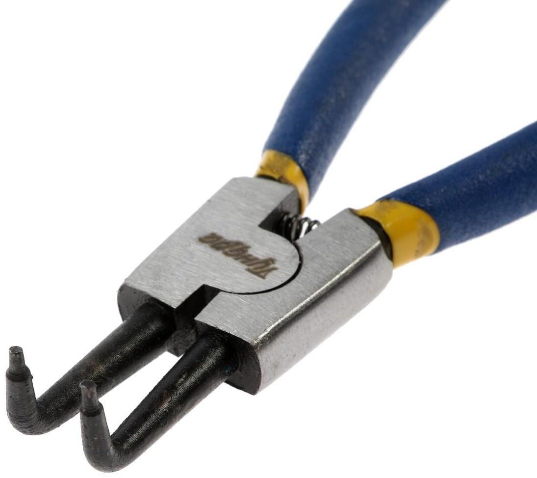 Съемник внешних стопорных колец ТУНДРА, изогнутые губки на разжим, 150 мм