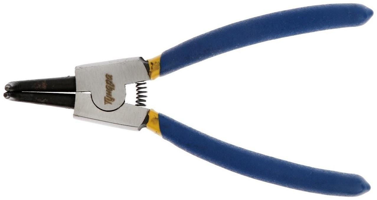 Съемник внешних стопорных колец ТУНДРА, изогнутые губки на разжим, 150 мм