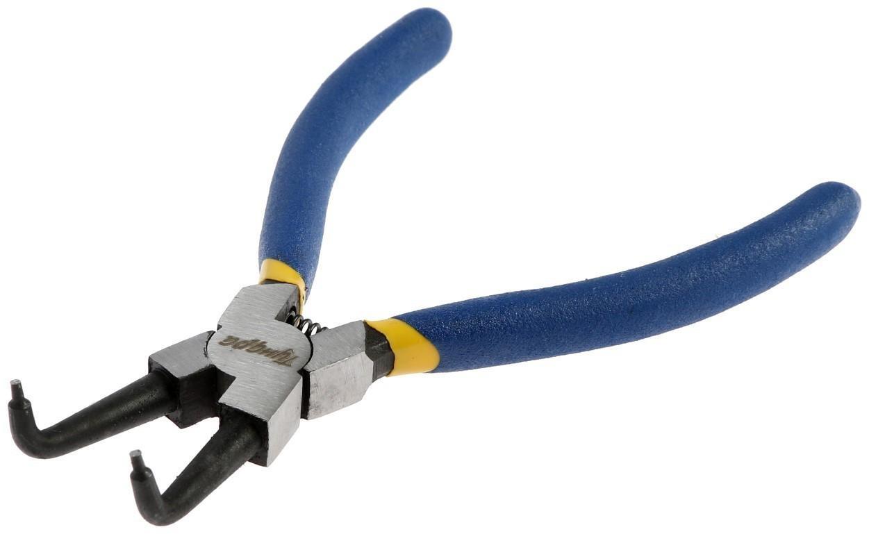 Съемник внутренних стопорных колец ТУНДРА, изогнутые губки на сжим, 150 мм