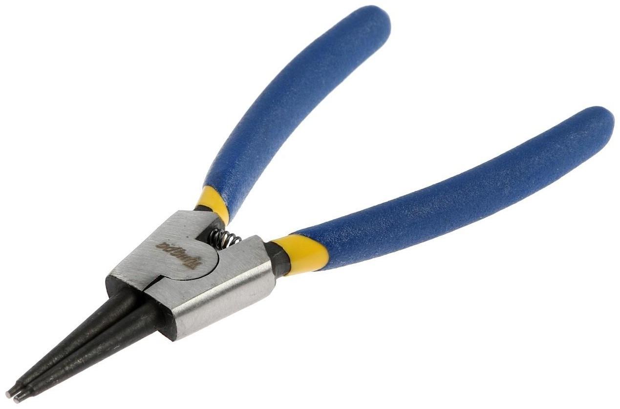 Съемник внешних стопорных колец ТУНДРА, прямые губки на разжим, 150 мм