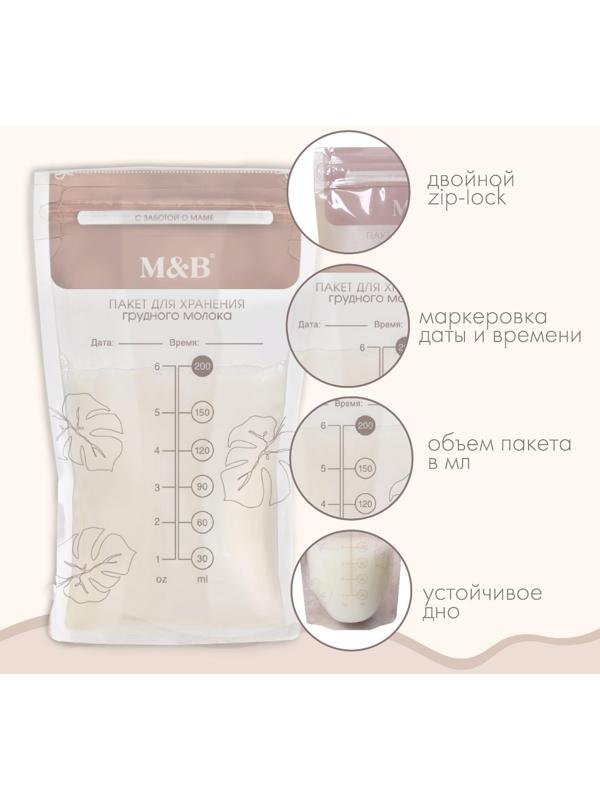 Набор пакетов для хранения и заморозки грудного молока, 200 мл, 30 шт.