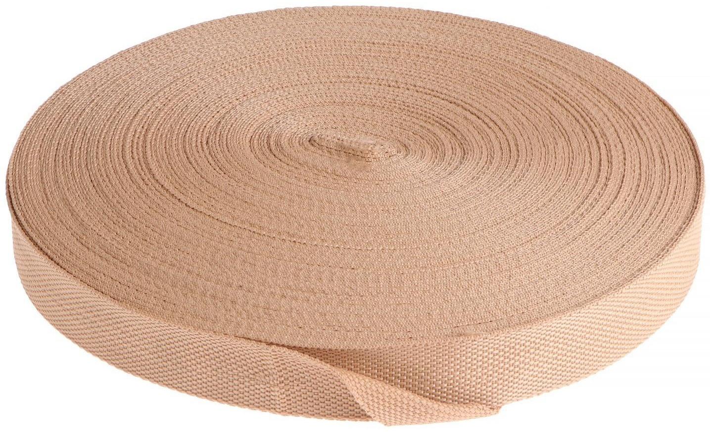 Стропа ременная 30 мм, для окантовки eva ковриков, катушка 50 м, бежевая