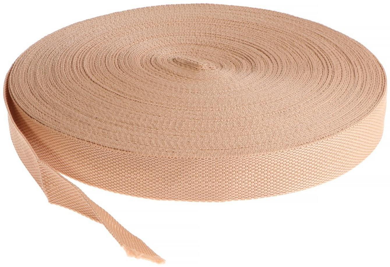 Стропа ременная 30 мм, для окантовки eva ковриков, катушка 50 м, бежевая