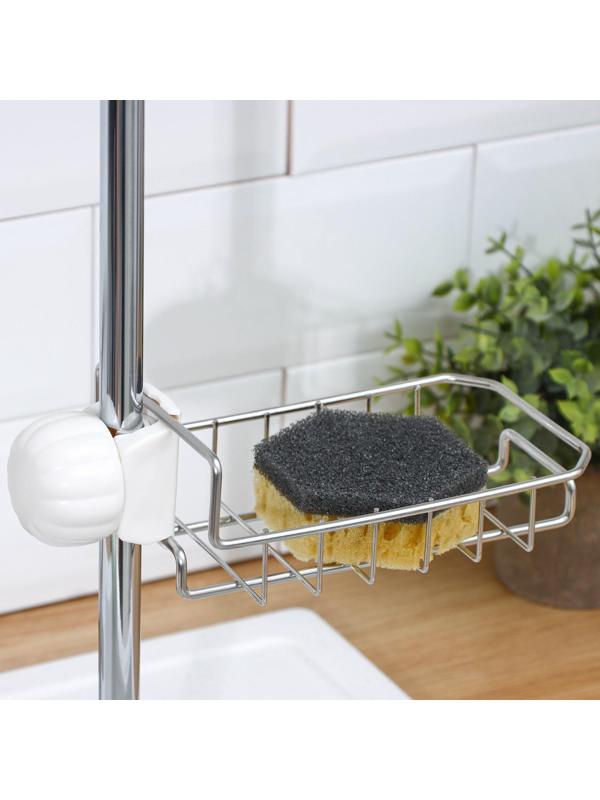 Подставка для губок на кран, 17×10×3,5 см, цвет хром