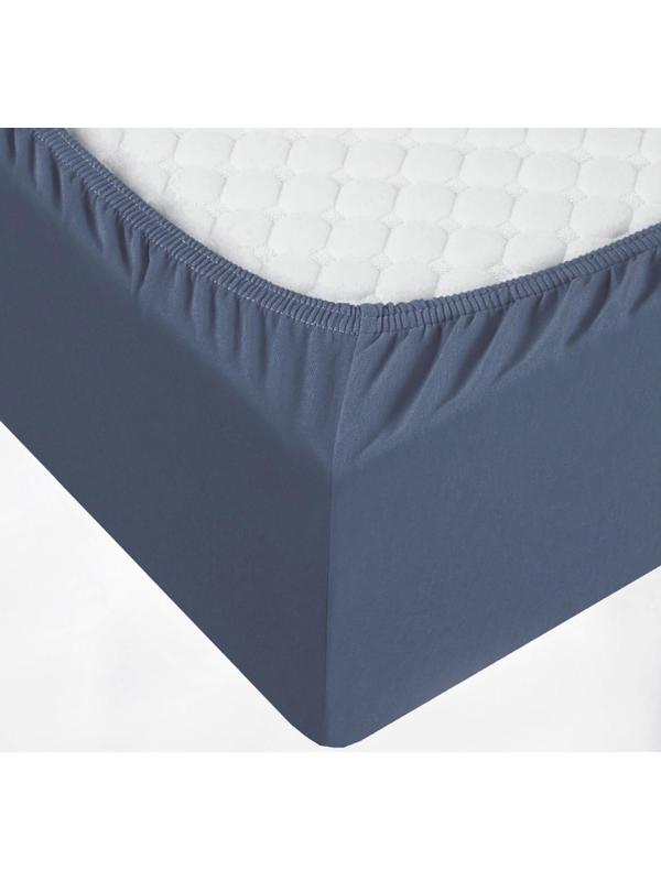 Трикотажная простынь на резинке 160х200х20см, цвет графит, кулирка, 115г/м 100% хлопок