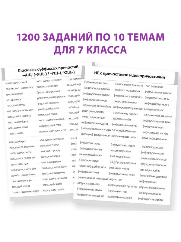 Обучающая книга «Тренажёр по русскому языку 7 класс», 102 листа