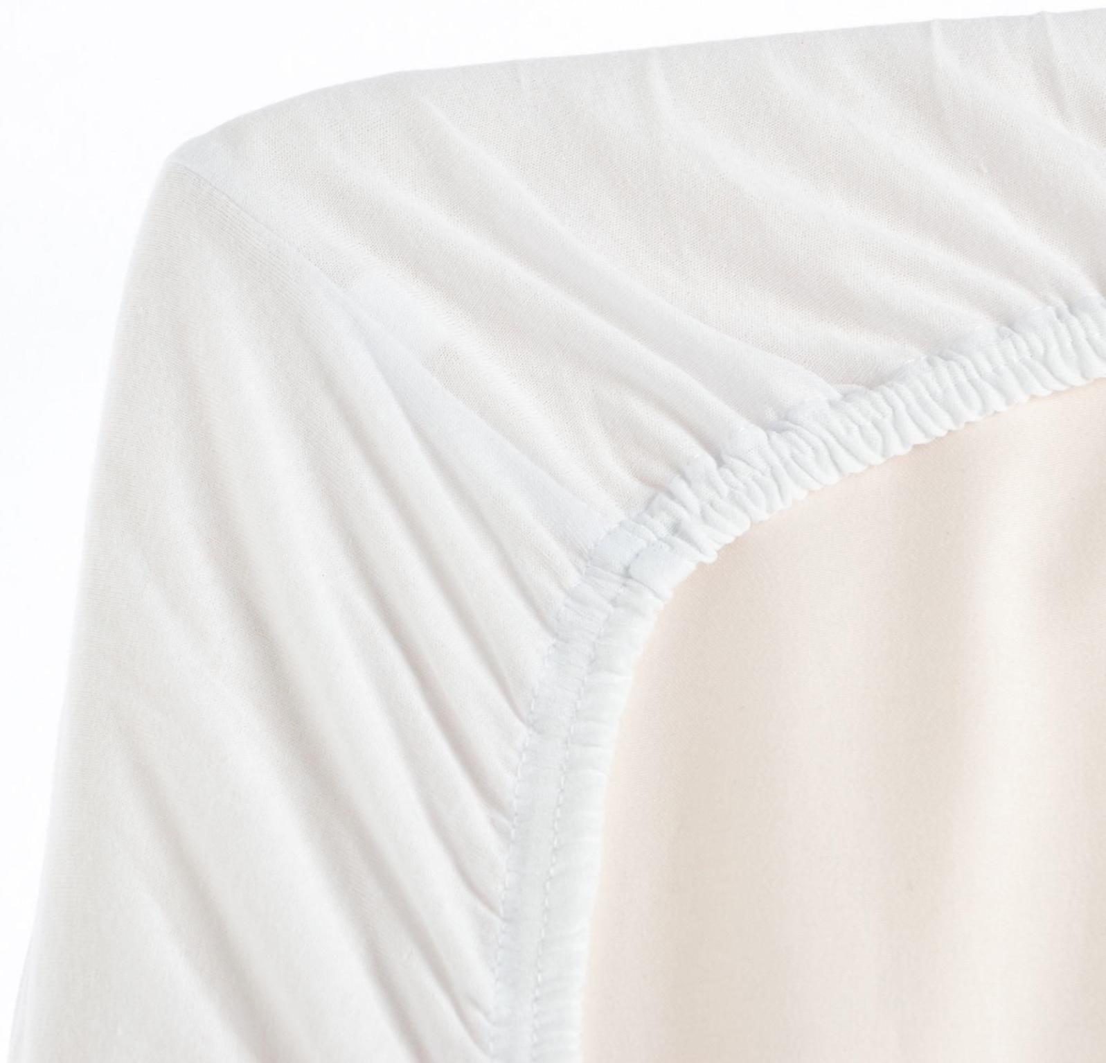 Трикотажная простынь на резинке, размер 160х200х25см, цвет белый кулирка, 120г/м, 100% хлопок