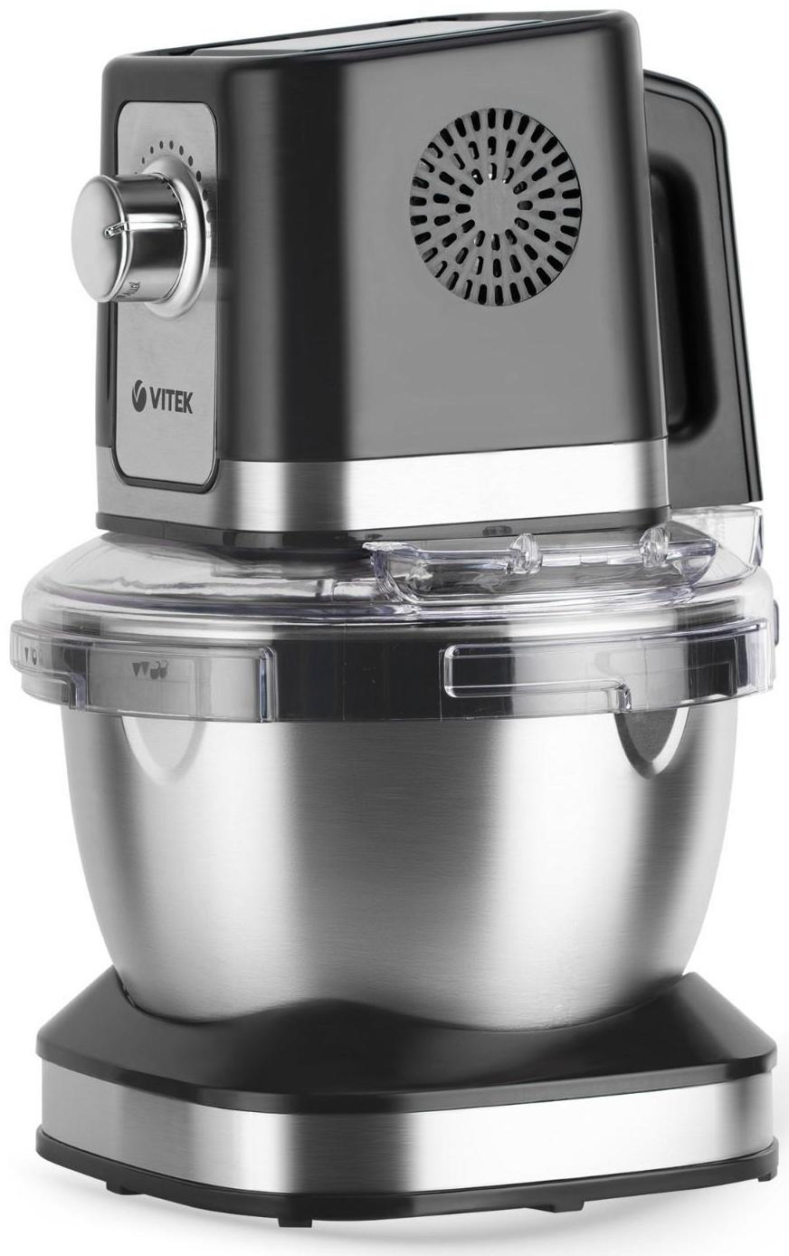Кухонная машина Vitek VT-1435, 1000 Вт, 4 л, 12 скоростей, 3 насадки, серебристо-чёрная