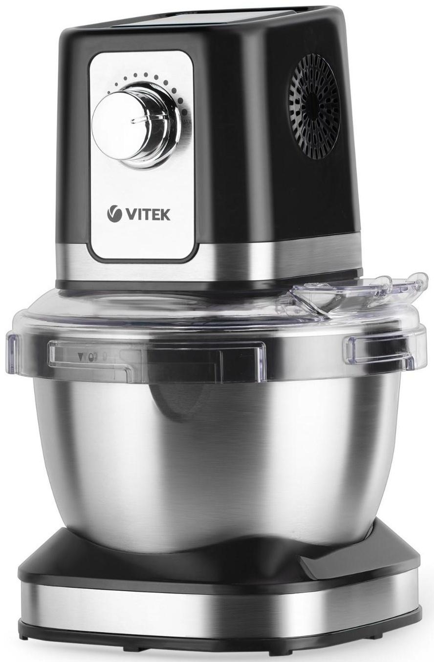 Кухонная машина Vitek VT-1435, 1000 Вт, 4 л, 12 скоростей, 3 насадки, серебристо-чёрная