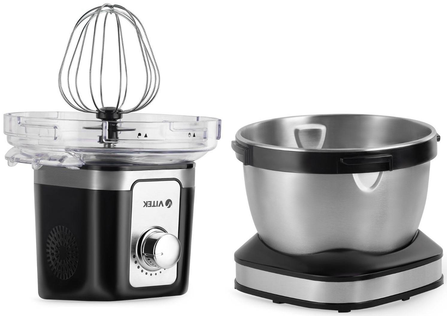 Кухонная машина Vitek VT-1435, 1000 Вт, 4 л, 12 скоростей, 3 насадки, серебристо-чёрная