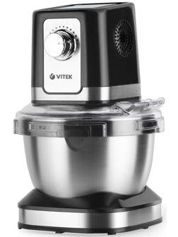 Кухонная машина Vitek VT-1435, 1000 Вт, 4 л, 12 скоростей, 3 насадки, серебристо-чёрная