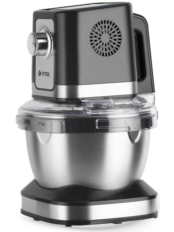 Кухонная машина Vitek VT-1435, 1000 Вт, 4 л, 12 скоростей, 3 насадки, серебристо-чёрная