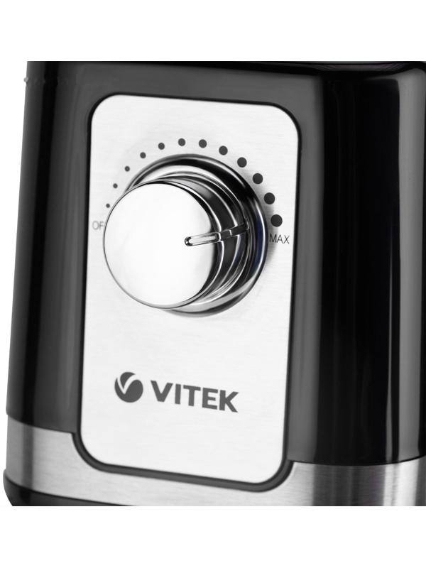Кухонная машина Vitek VT-1435, 1000 Вт, 4 л, 12 скоростей, 3 насадки, серебристо-чёрная