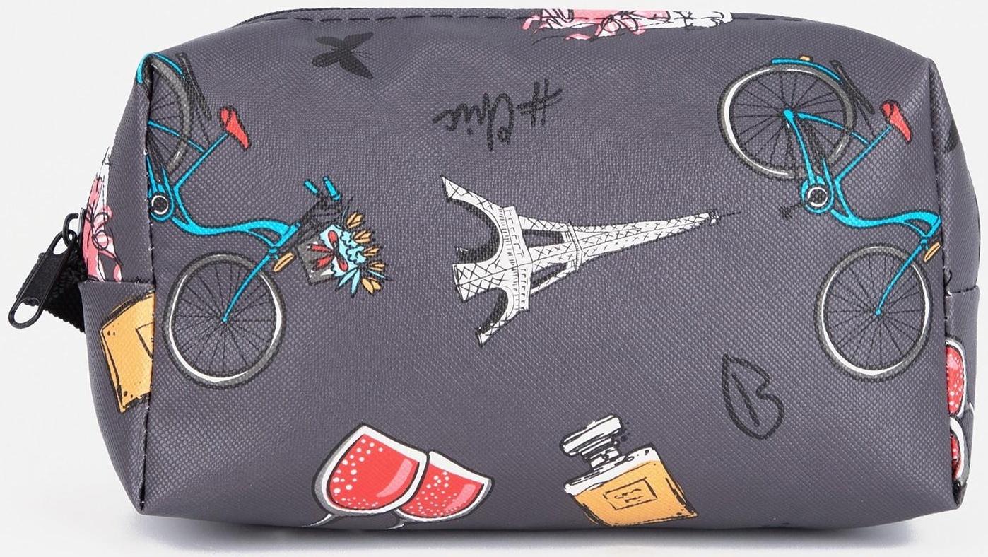 Косметичка на молнии, цвет серый