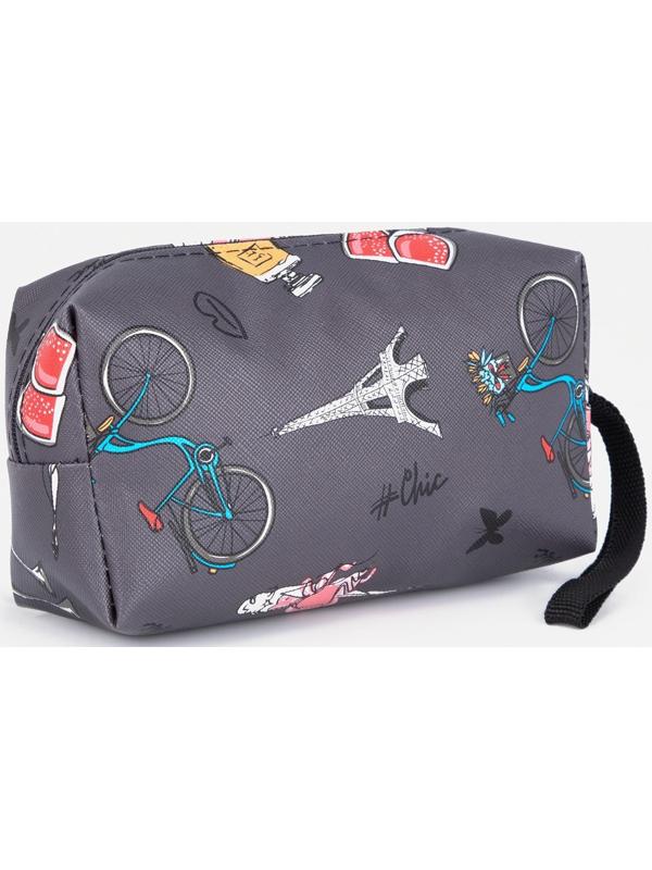 Косметичка на молнии, цвет серый