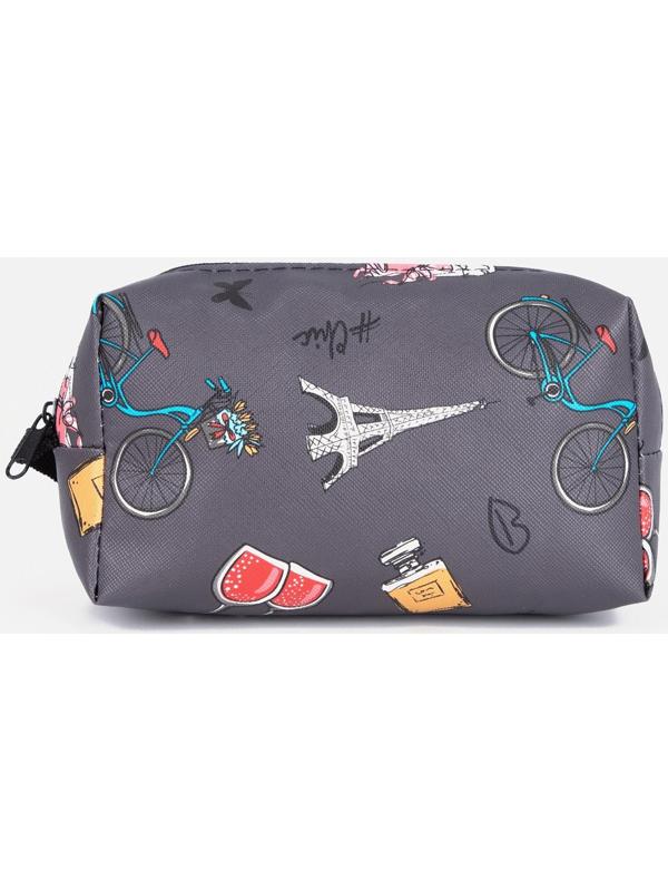 Косметичка на молнии, цвет серый