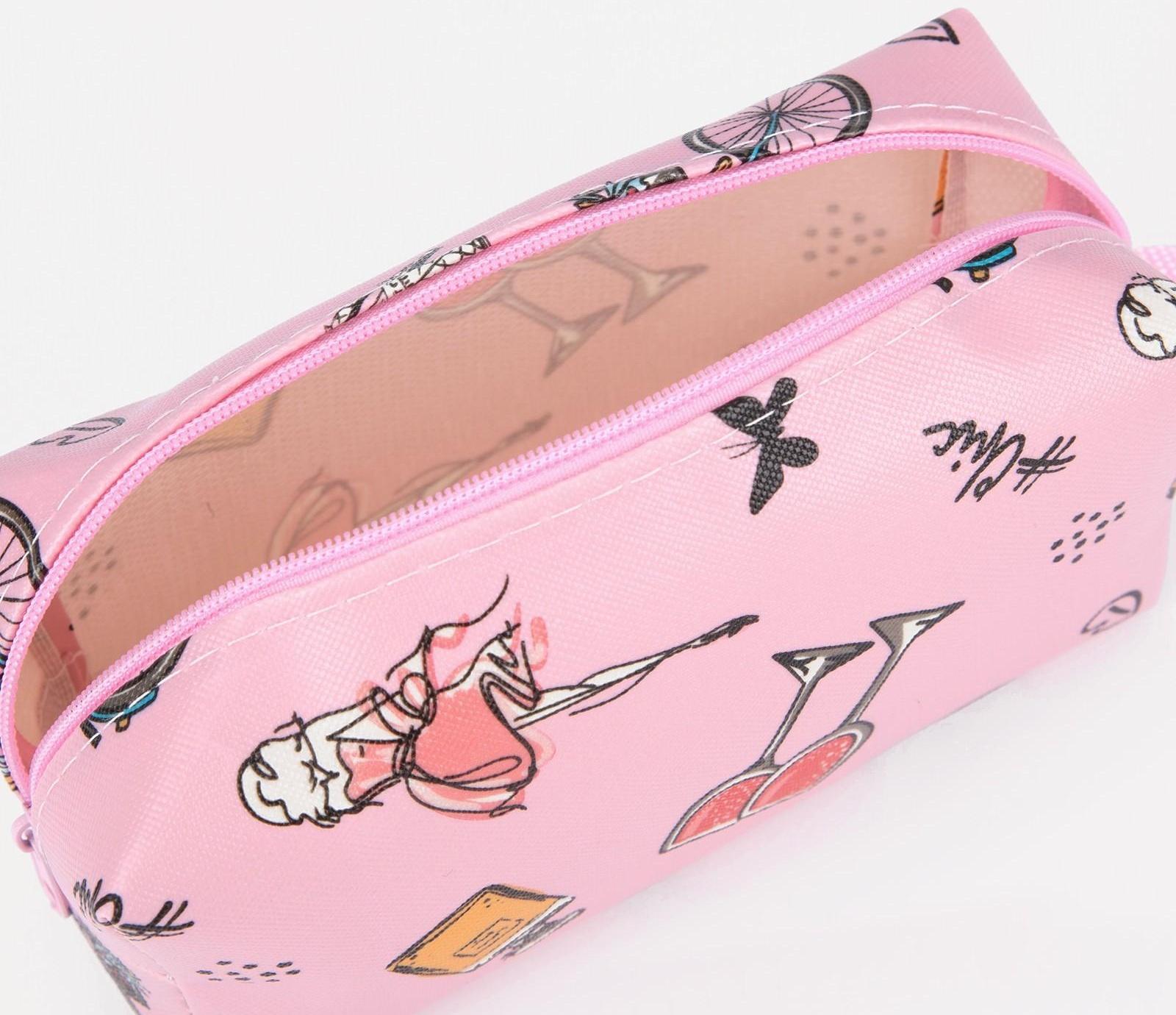 Косметичка на молнии, цвет розовый