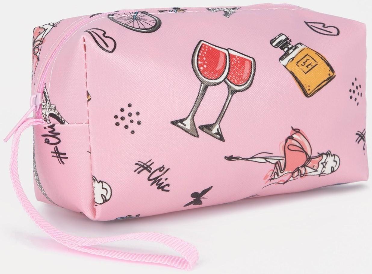Косметичка на молнии, цвет розовый