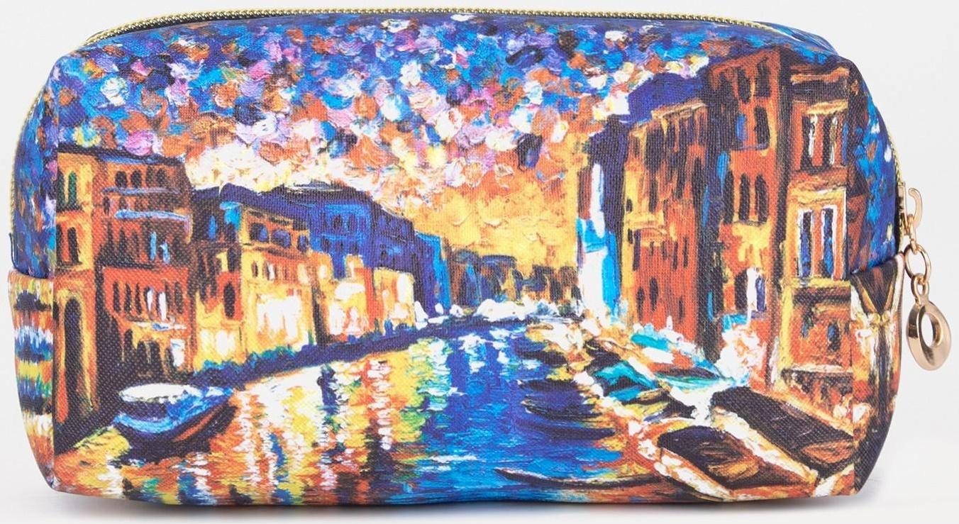 Косметичка на молнии, цвет синий/разноцветный