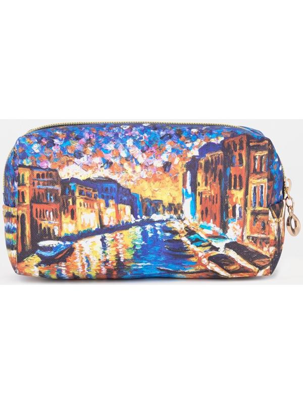 Косметичка на молнии, цвет синий/разноцветный