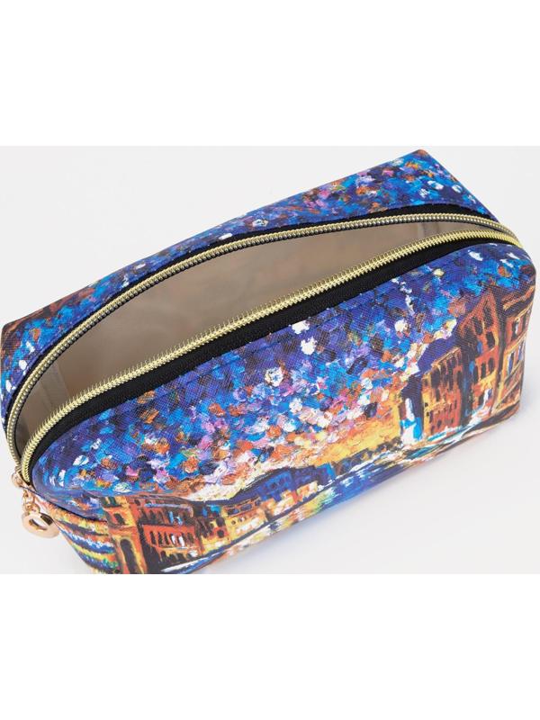 Косметичка на молнии, цвет синий/разноцветный