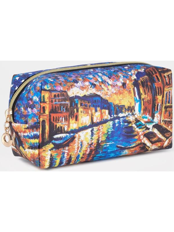 Косметичка на молнии, цвет синий/разноцветный