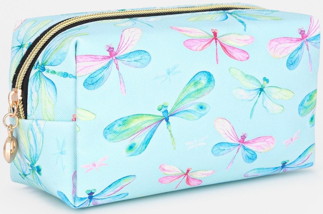 Косметичка на молнии, цвет голубой