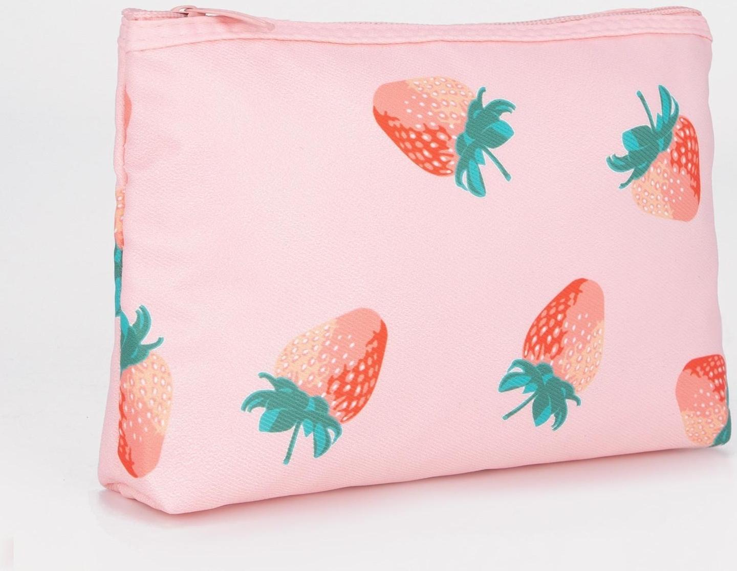 Набор косметичек 2 в 1 на молниях, цвет розовый