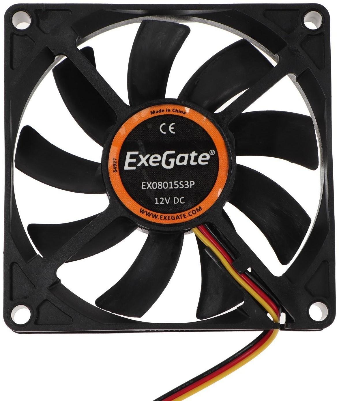 Вентилятор ExeGate EX08015S3P, 80x80x15 мм, подшипник скольж., 3 pin, 23 дБ
