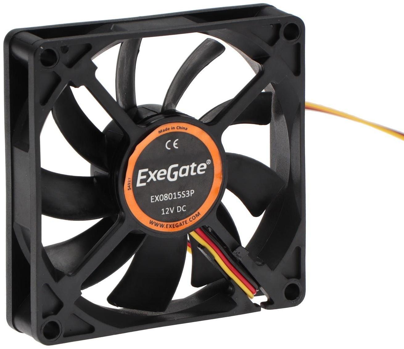 Вентилятор ExeGate EX08015S3P, 80x80x15 мм, подшипник скольж., 3 pin, 23 дБ