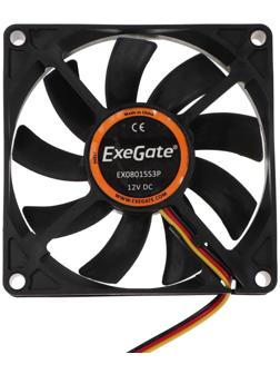 Вентилятор ExeGate EX08015S3P, 80x80x15 мм, подшипник скольж., 3 pin, 23 дБ