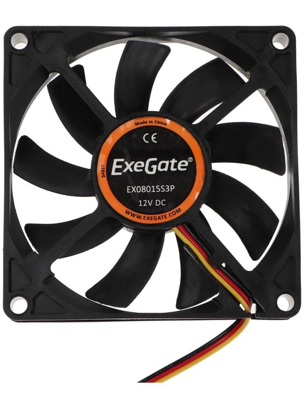 Вентилятор ExeGate EX08015S3P, 80x80x15 мм, подшипник скольж., 3 pin, 23 дБ