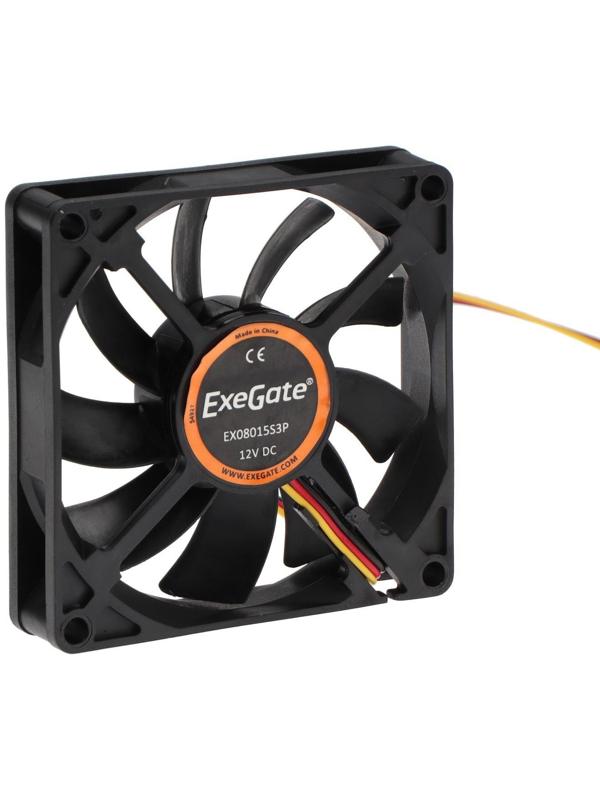 Вентилятор ExeGate EX08015S3P, 80x80x15 мм, подшипник скольж., 3 pin, 23 дБ