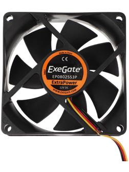 Вентилятор ExeGate ExtraPower EP08025S3P, 80x80x25 мм, подшипник скольж., 3 pin, 23 дБ